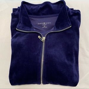 Navy Blue Velour Zip- Up